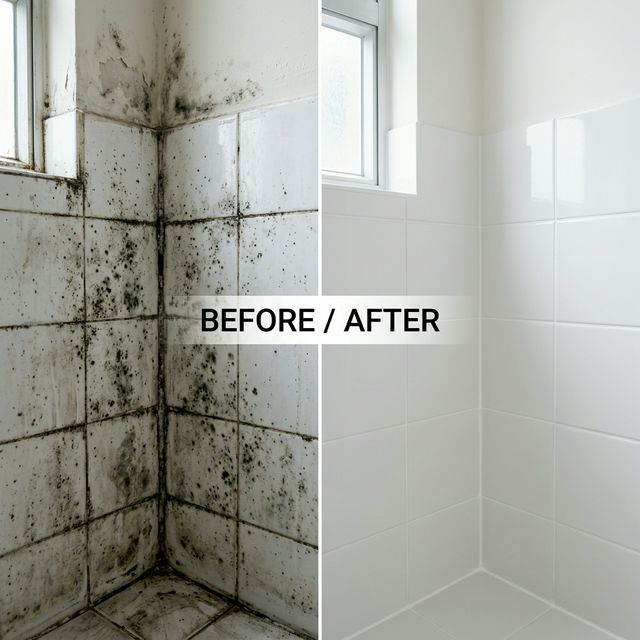 霉斑處理前後對比